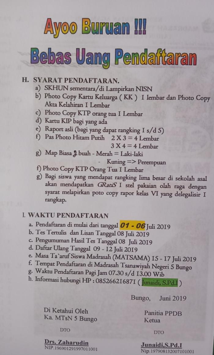 Segera dibuka, ini  Persyaratan  dan Cara Mudah Lakukan Pendaftaran PPDB MTsN 5 Bungo 